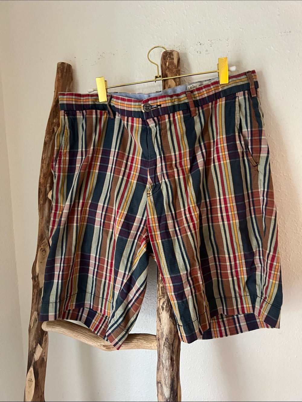 Vintage Polo Ralph Lauren India Madras Cotton Multicolor Plaid Men’s Shorts 34